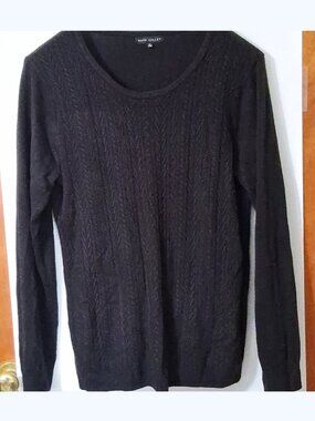 Napa Valley Women's Classic Black Cable Knit Scoop-Neck Sweater, sz XL